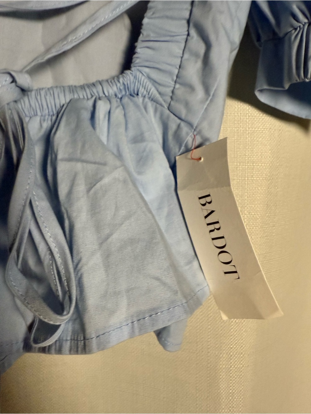 Bardot Light Blue Backless Peplum Poplin Top Size XS - Picture 5 of 8